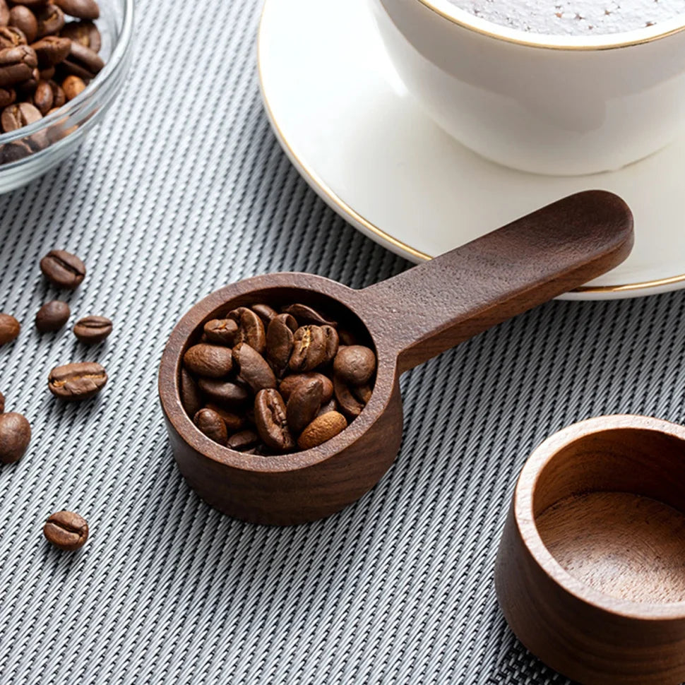 1PC Walnut coffee scoop, solid wood scoop, gram scoop, coffee powder and milk powder measuring spoon.